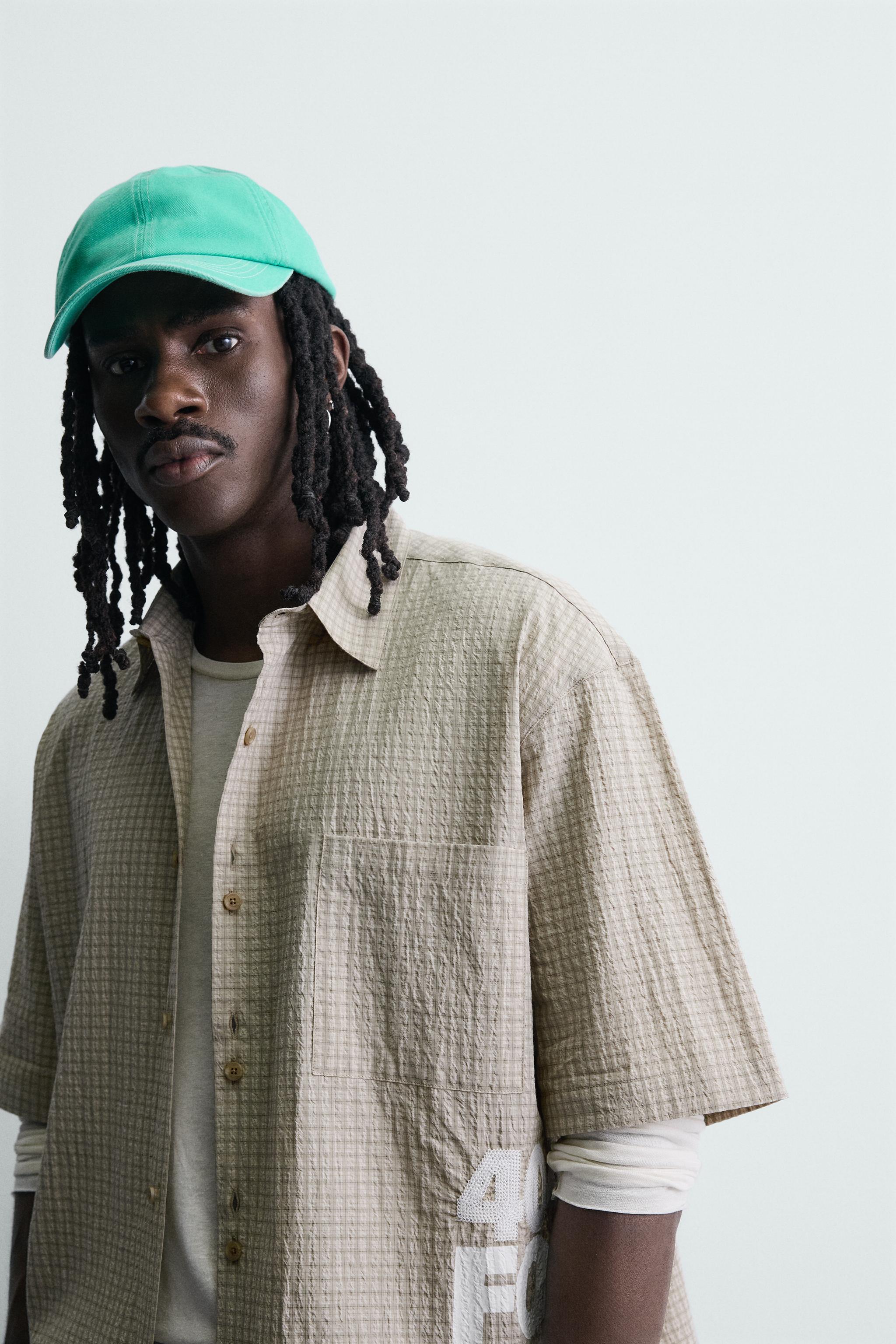 PLAID SHIRT WITH PRINTED TEXT